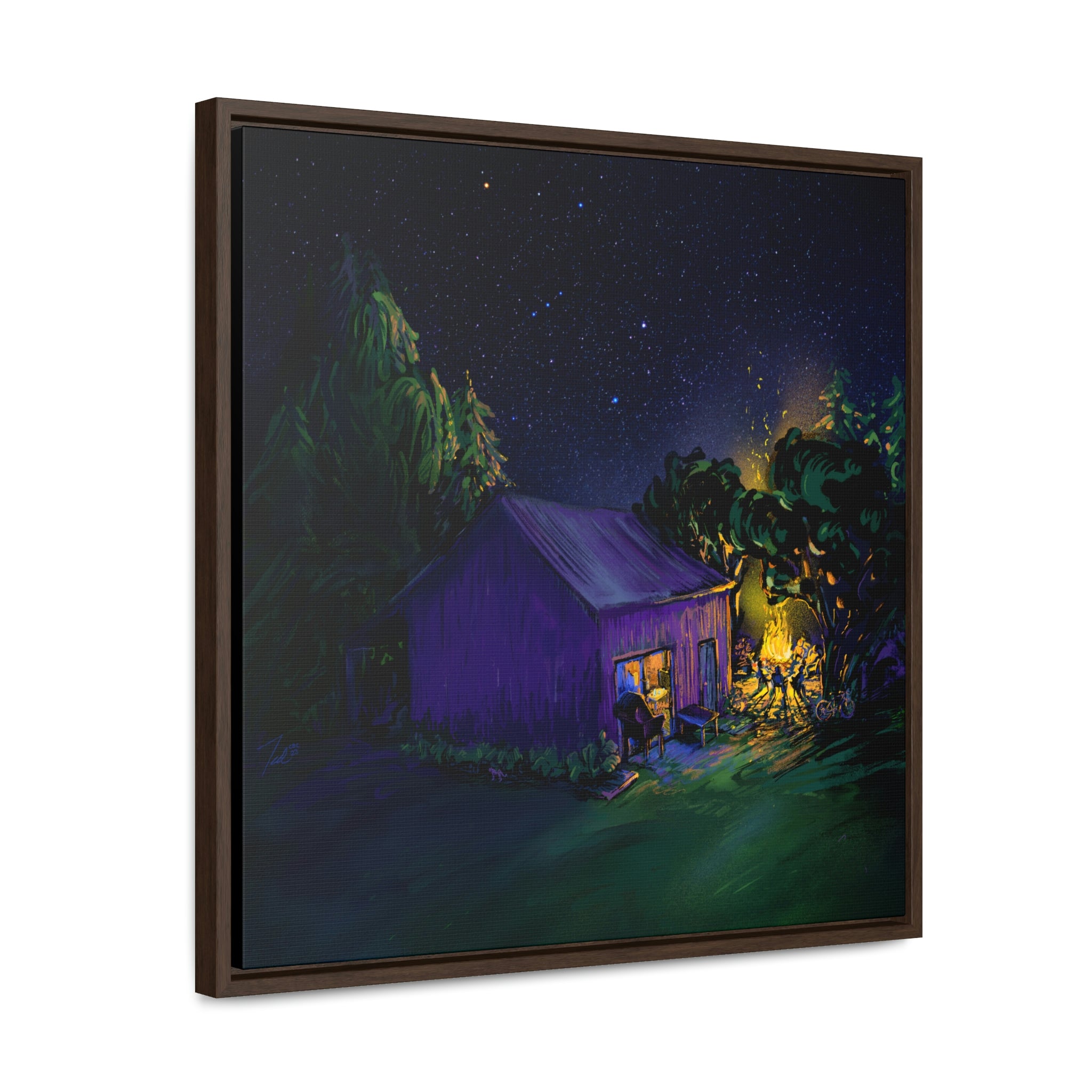 CBC Nights - digital on canvas floating in wood frame