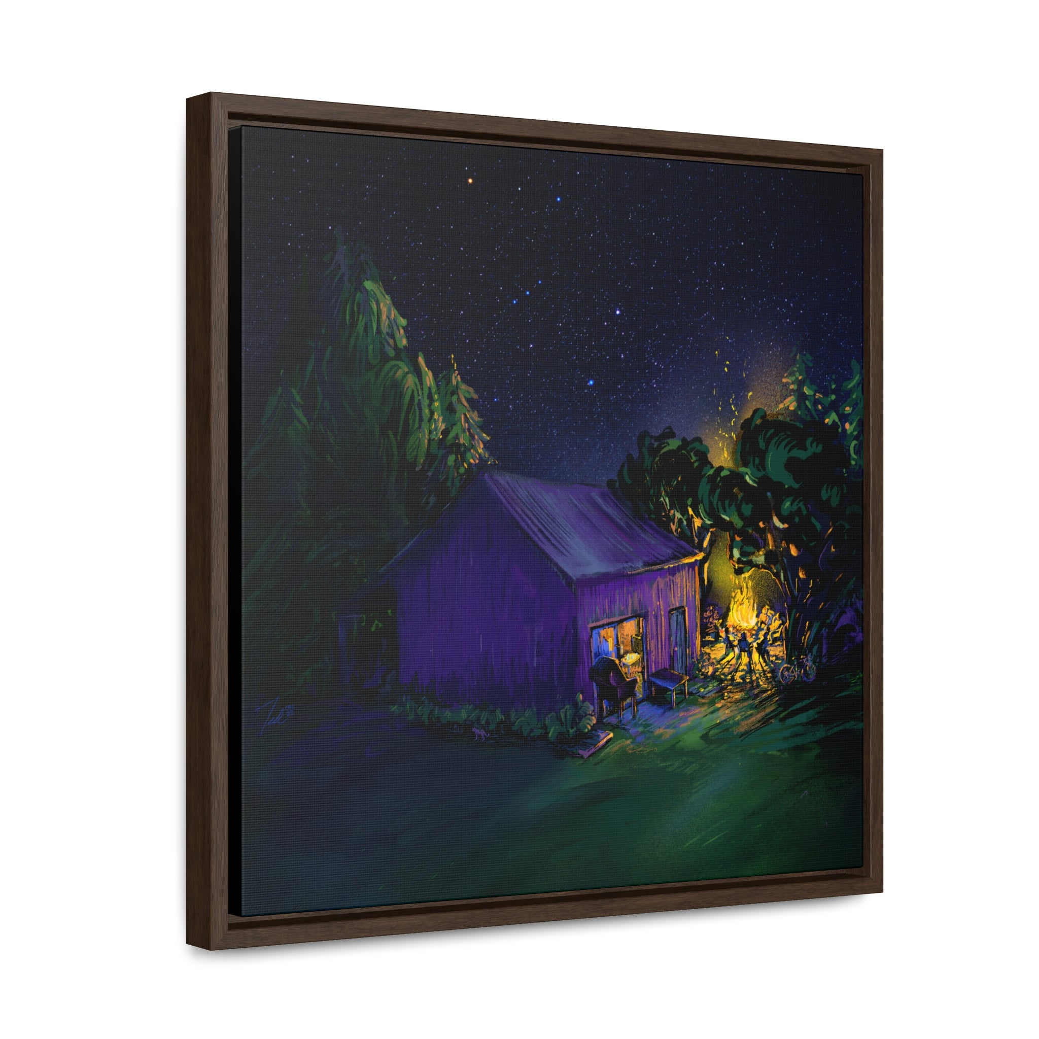 CBC Nights - digital on canvas floating in wood frame