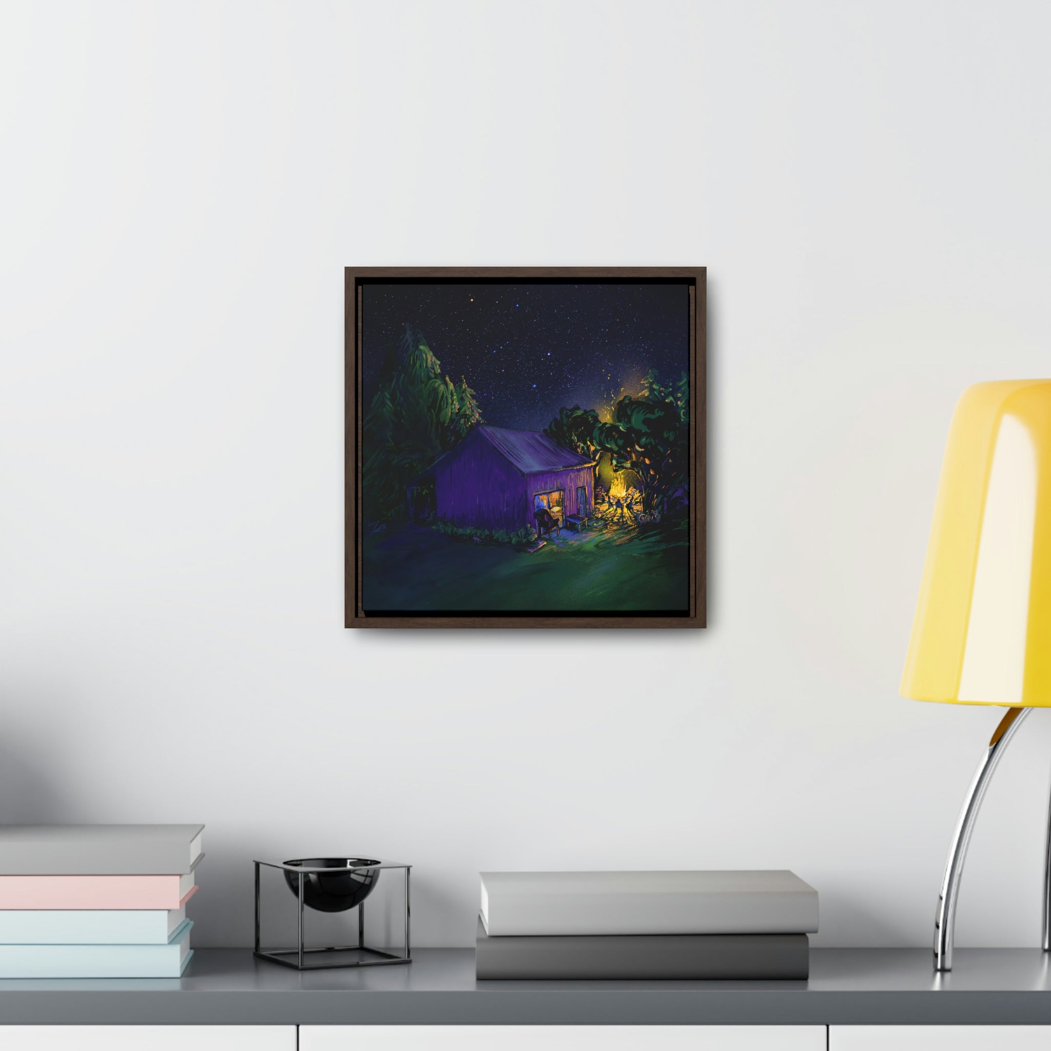 CBC Nights - digital on canvas floating in wood frame