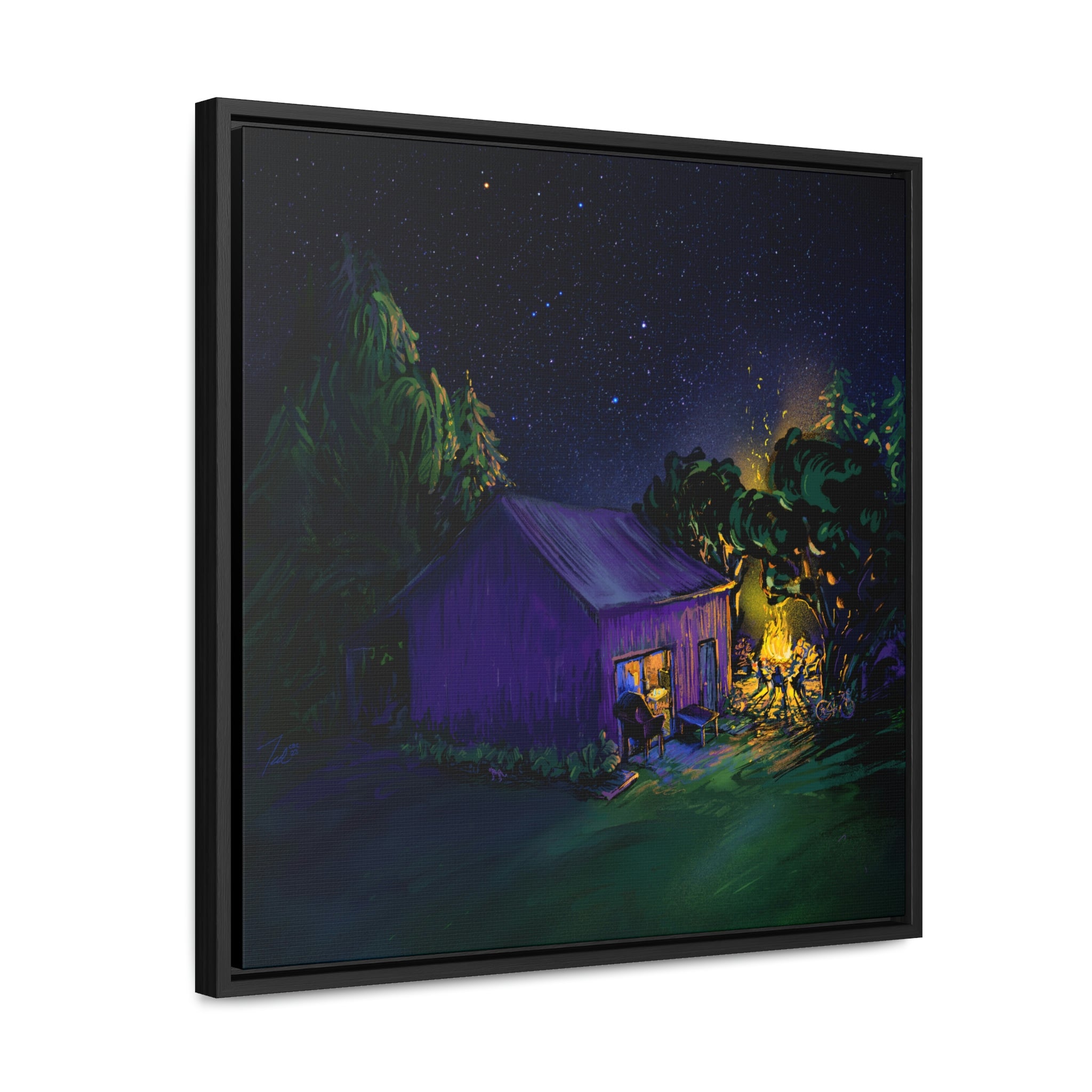 CBC Nights - digital on canvas floating in wood frame