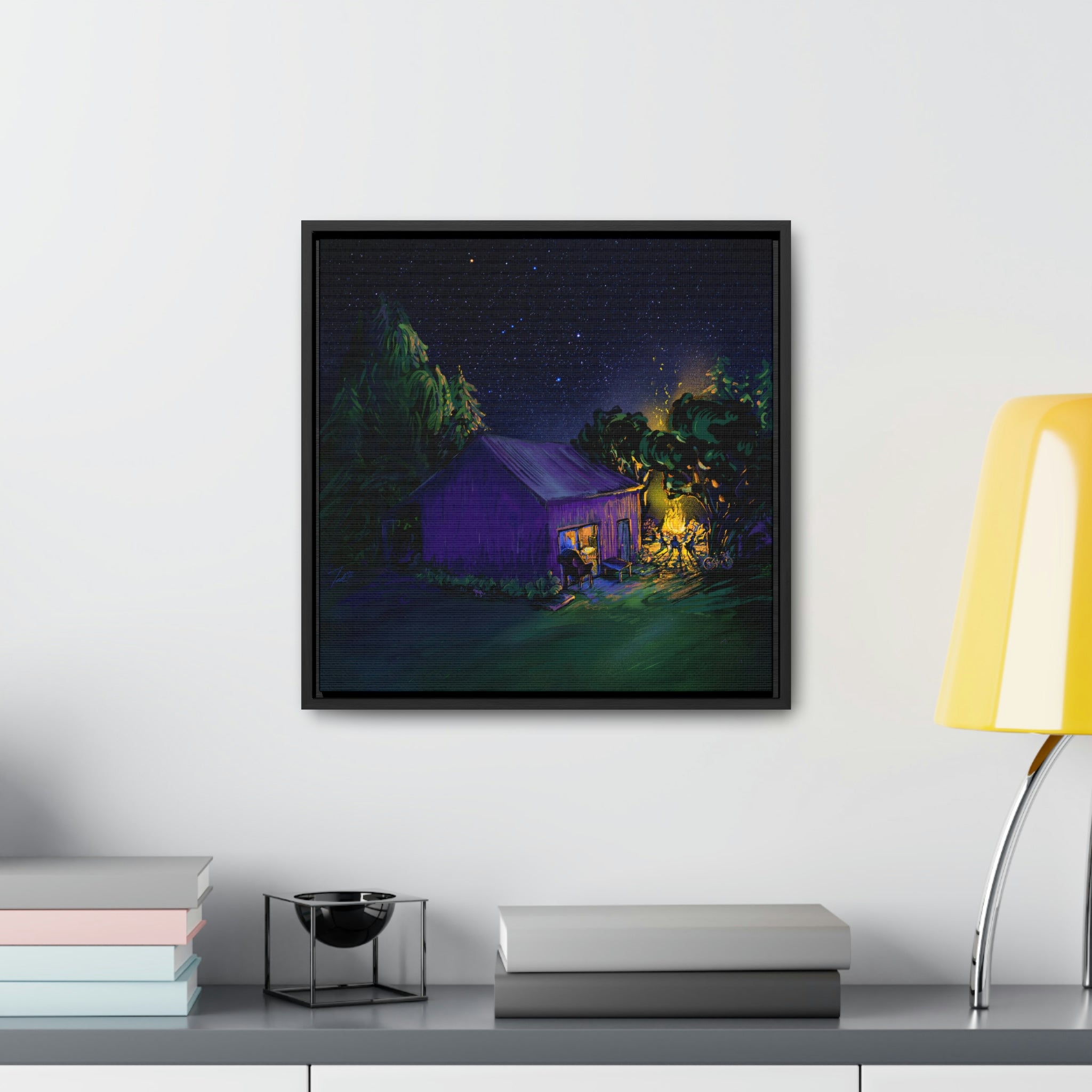 CBC Nights - digital on canvas floating in wood frame