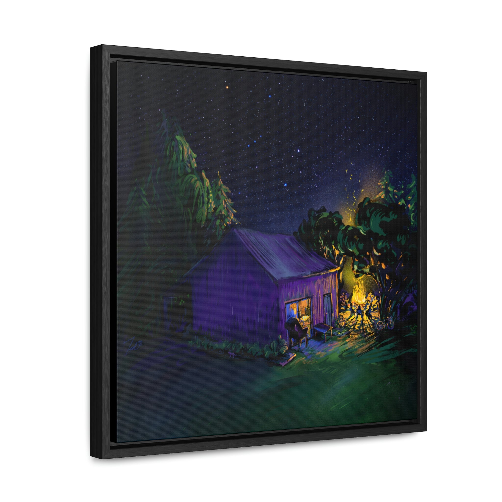 CBC Nights - digital on canvas floating in wood frame