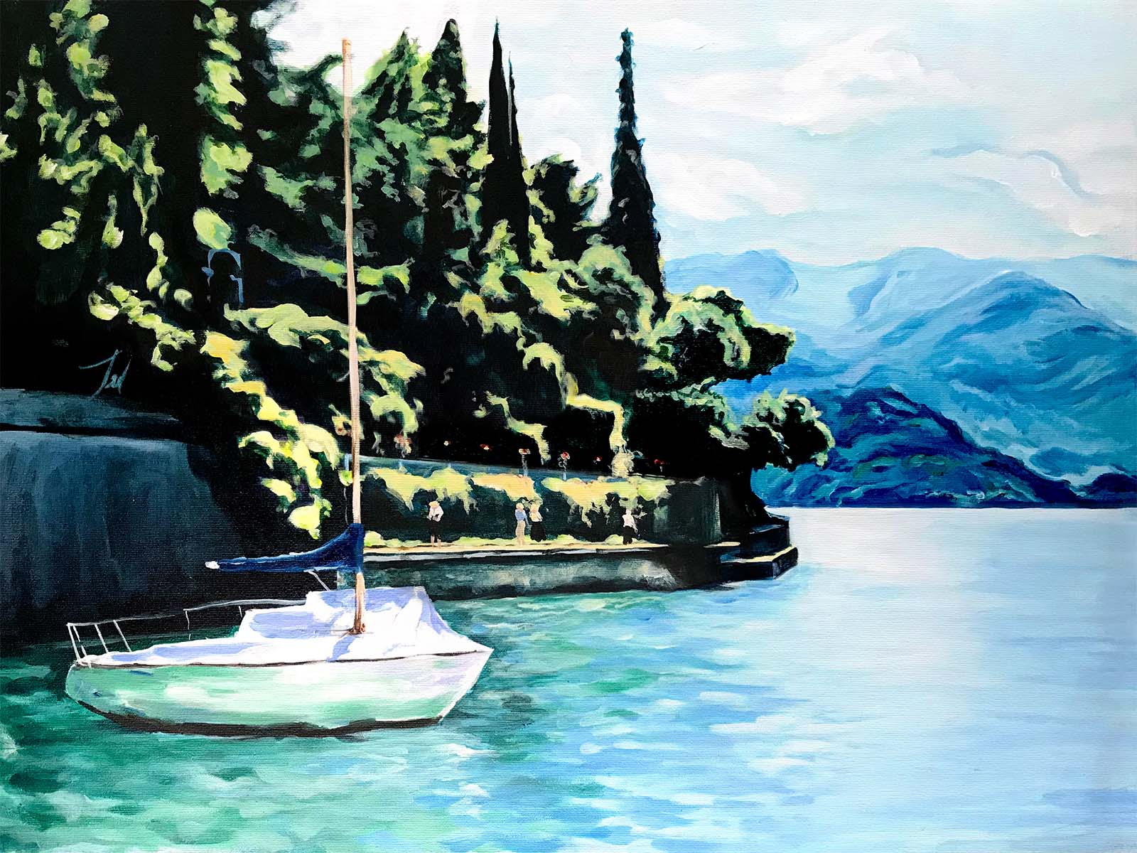 Lake Como Acrylic Painting