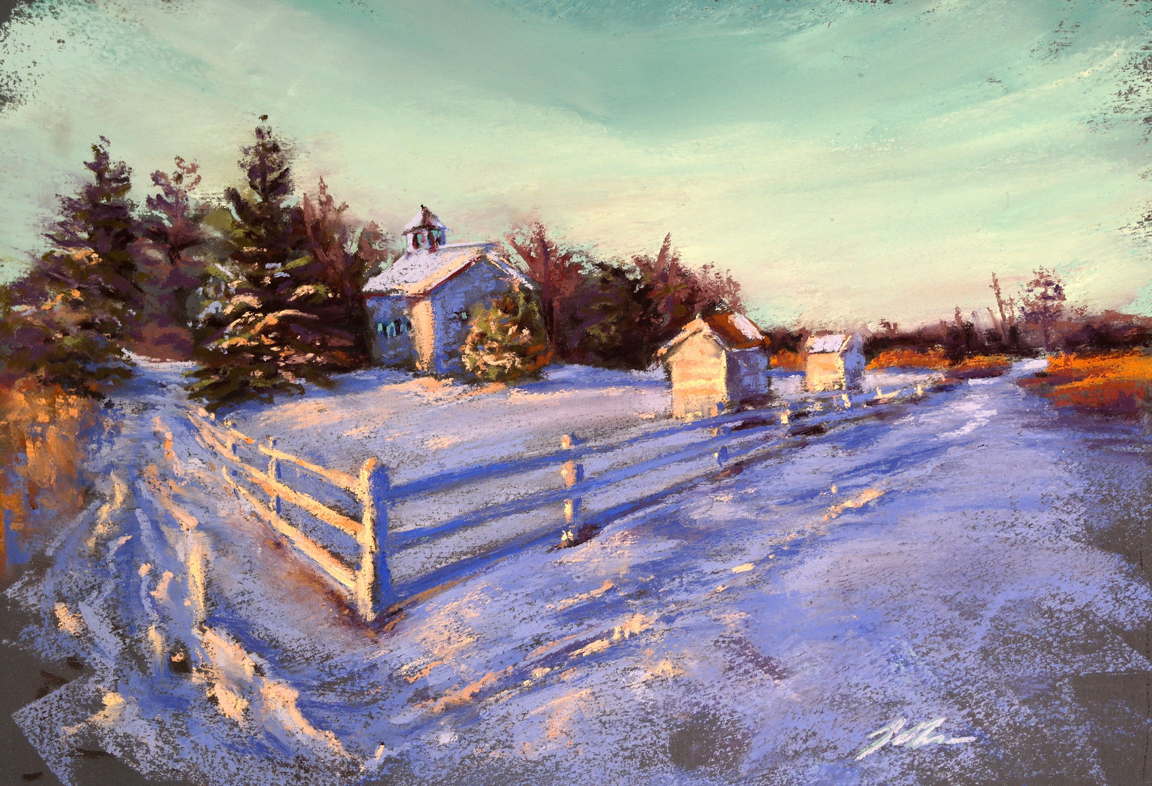 Pioneer Sholes Schoolhouse 1872 Pastel Painting