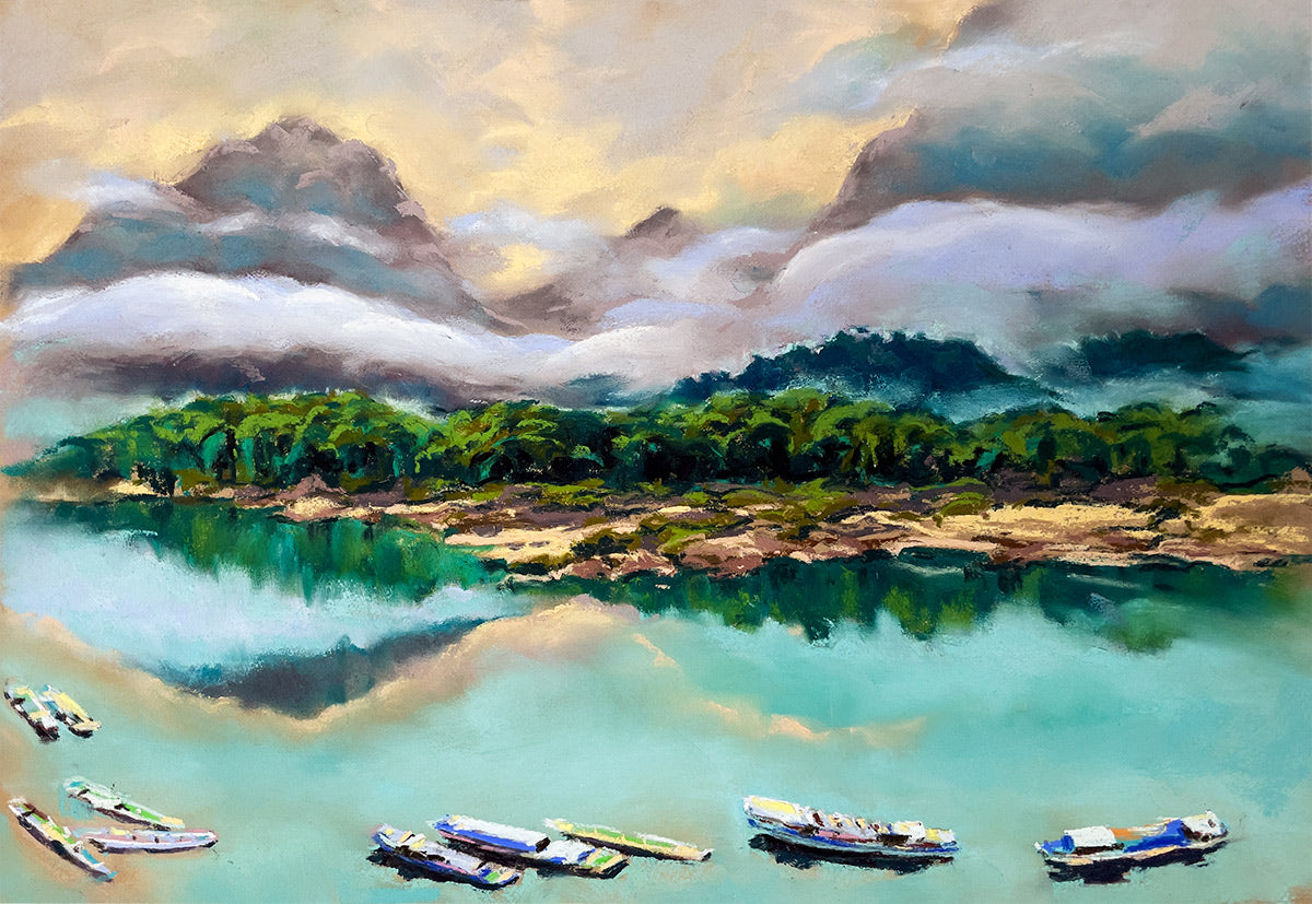 laos pastel painting